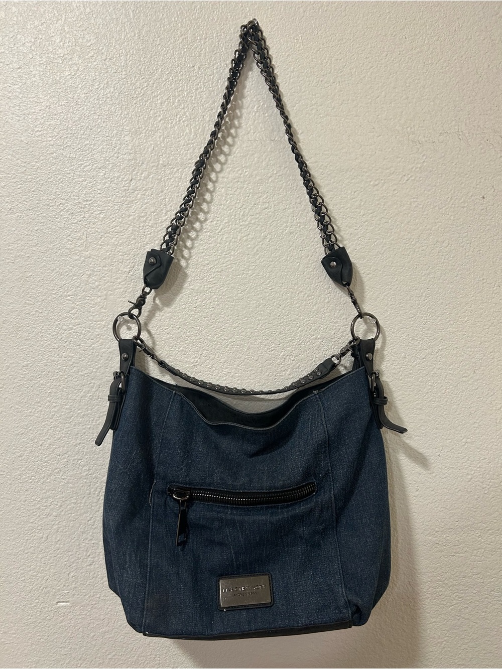 Marc New York Dark Blue Denim Hobo with Chain Strap